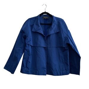 Lafayette 148 New York Royal Blue Lightweight Storm Flap Jacket Large